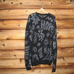 Rare Black Gray Oversize Graphic Sweater